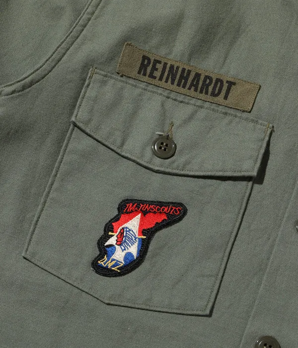 Buzz Rickson's SHIRT MAN'S COTTON SATEEN OLIVE GREEN SHADE107 “DEMILITARIZED ZONE”