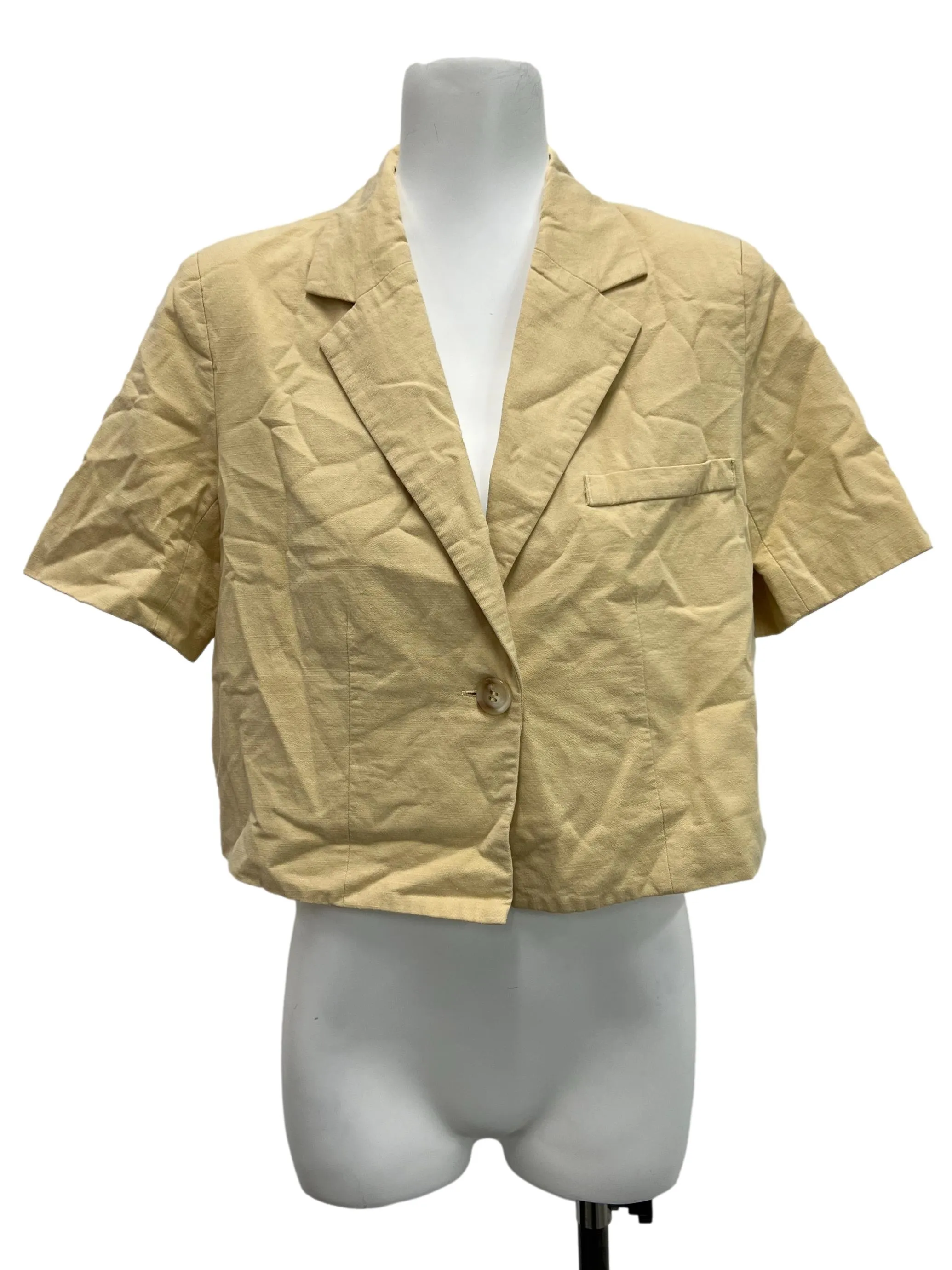 Canary Yellow Cropped Blazer Top LB