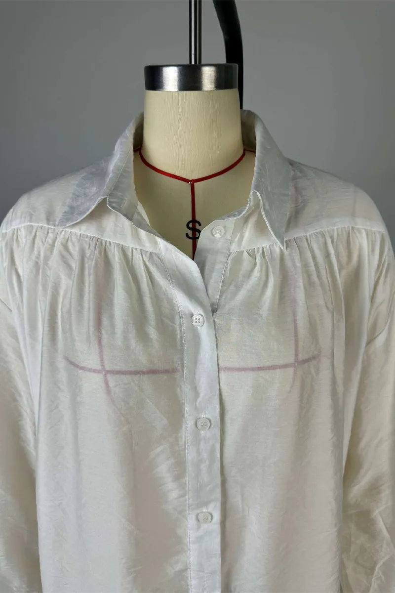 Casual Street Solid Color Buttons See-Through Turndown Collar Blouses