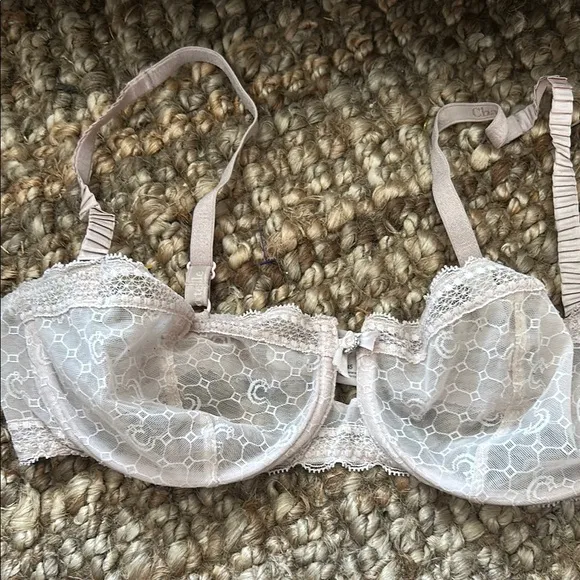 Chantelle Vintage Full Lace Baby Pink Lingerie Bra