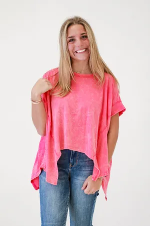 Chill Outing Washed Comfy Knit Top in Pink