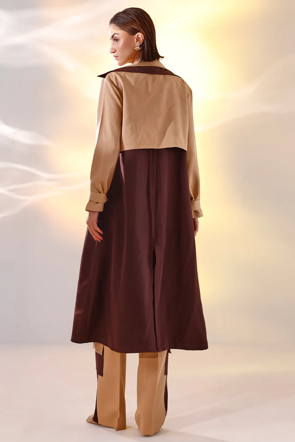 Color block trench coat