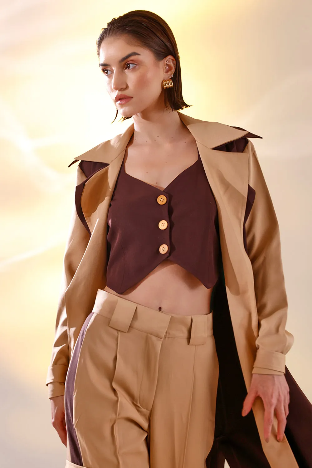 Color block trench coat