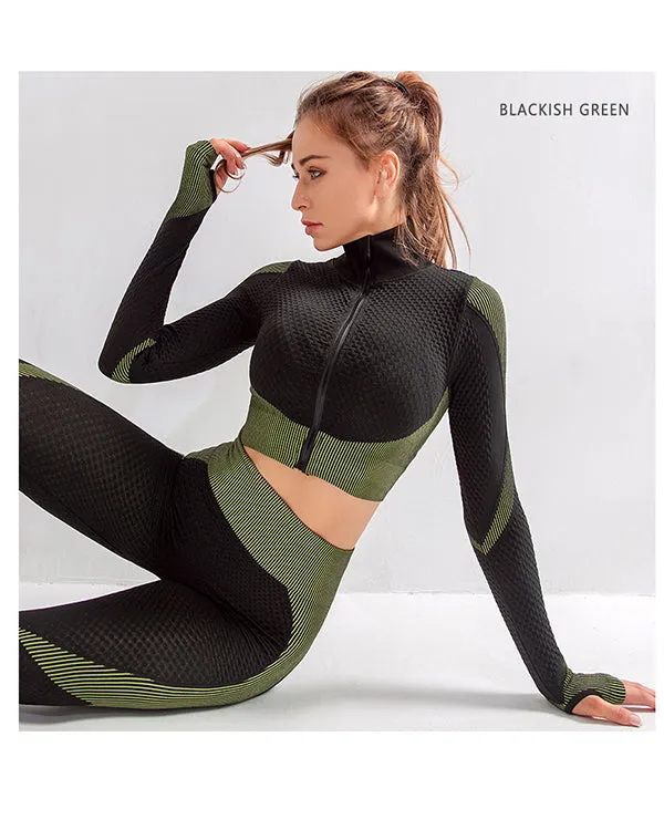 ColorBlock Stand-Up Collar Zipper Crop Jackets