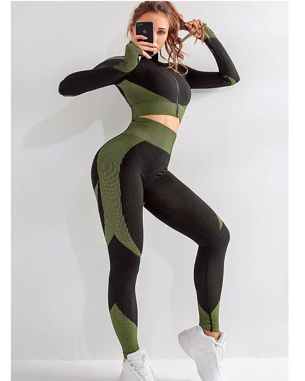 ColorBlock Stand-Up Collar Zipper Crop Jackets