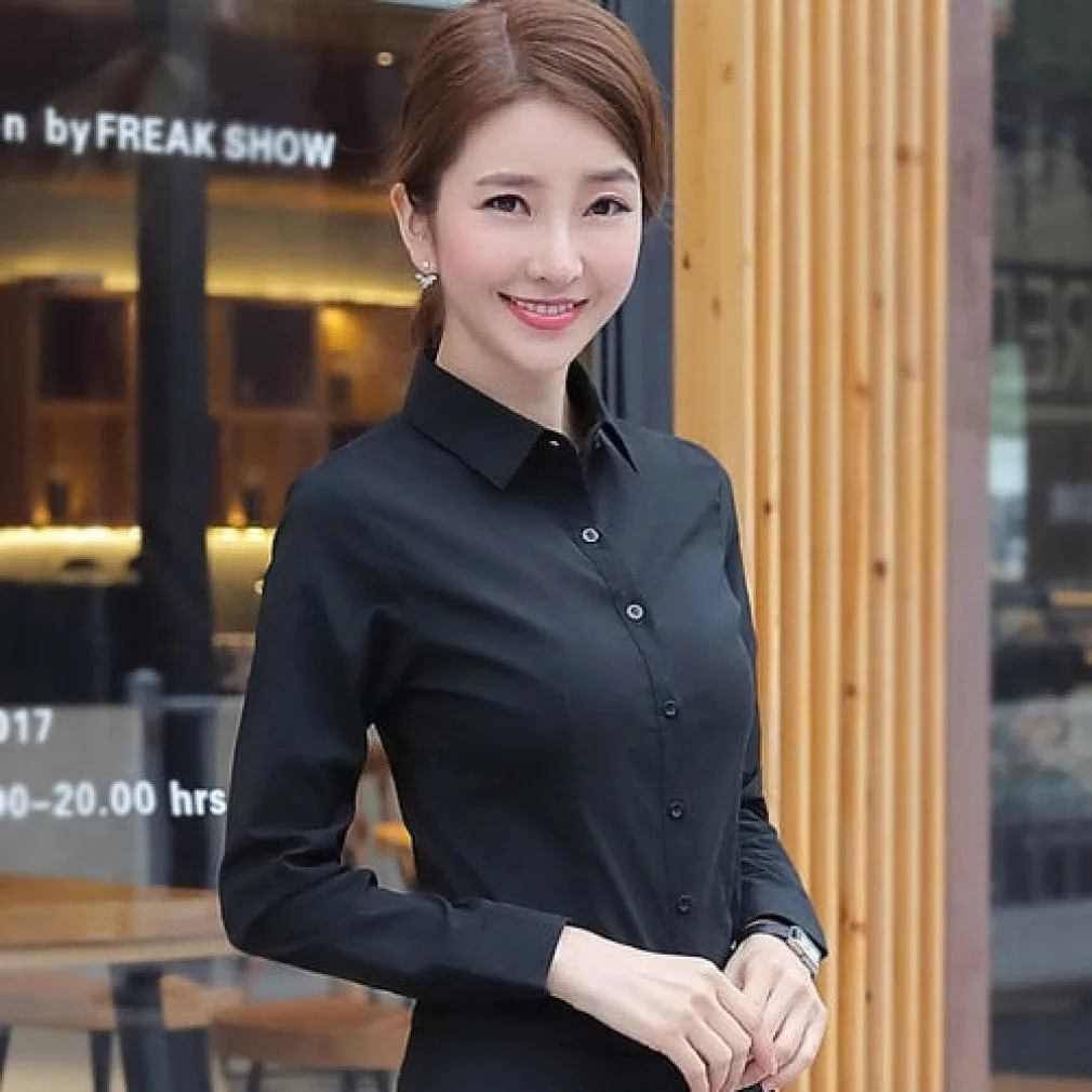 ContiNent 33 Women Cotton Shirts White Shirt Women Long Sleeve Shirts Tops Office Lady Basic Shirt Blouses Plus Size Woman Blouse 5XL