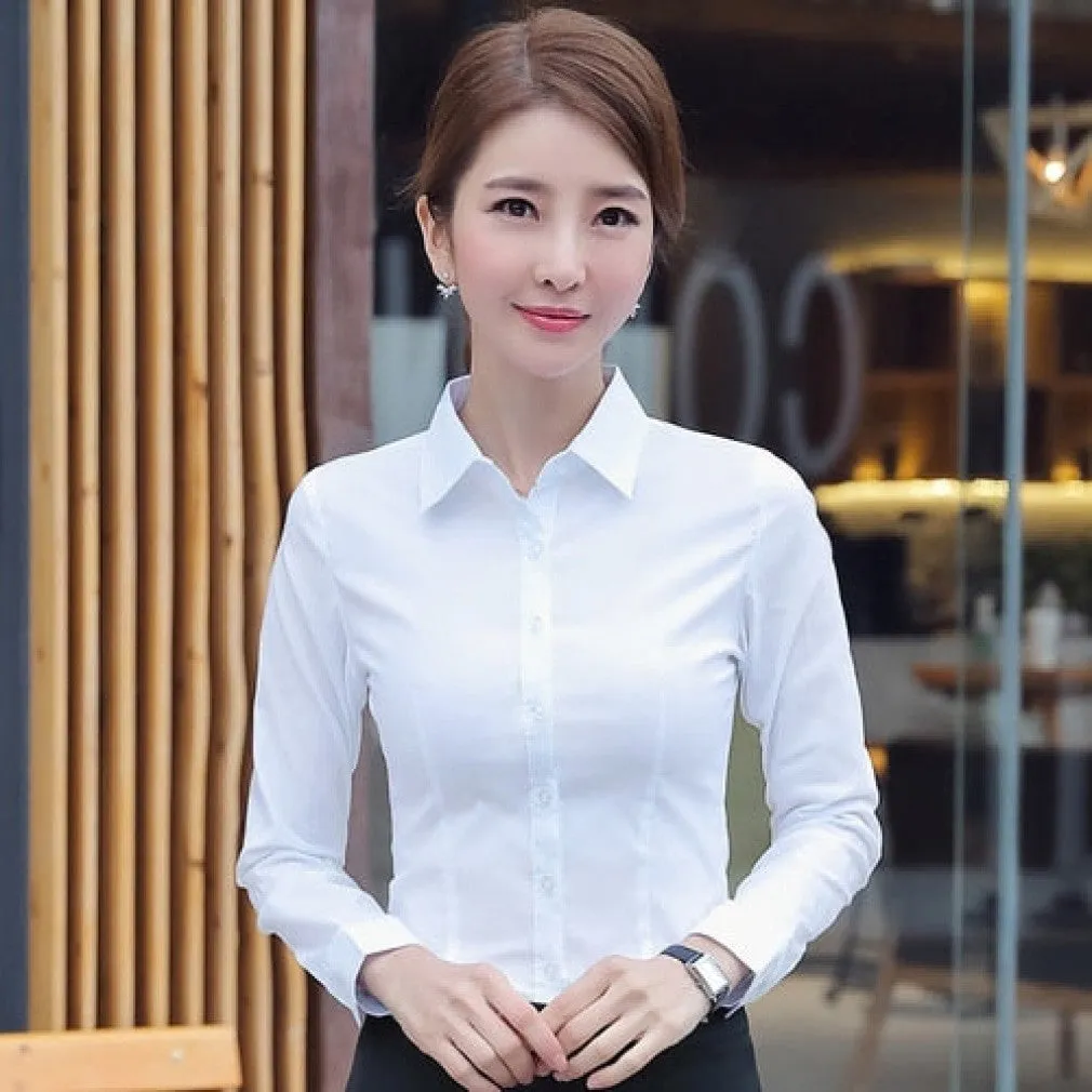 ContiNent 33 Women Cotton Shirts White Shirt Women Long Sleeve Shirts Tops Office Lady Basic Shirt Blouses Plus Size Woman Blouse 5XL