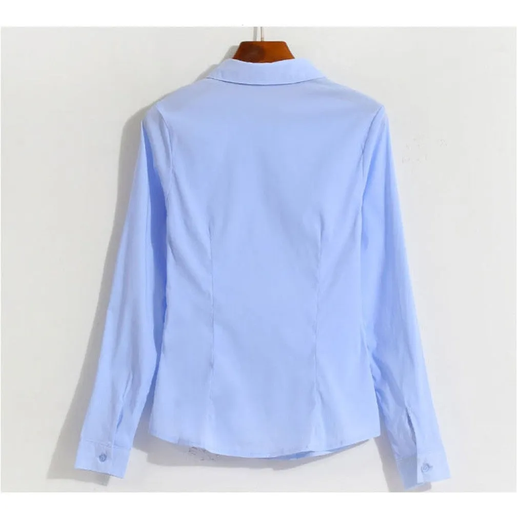 ContiNent 33 Women Cotton Shirts White Shirt Women Long Sleeve Shirts Tops Office Lady Basic Shirt Blouses Plus Size Woman Blouse 5XL
