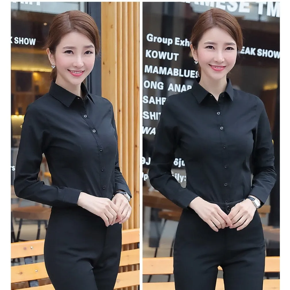 ContiNent 33 Women Cotton Shirts White Shirt Women Long Sleeve Shirts Tops Office Lady Basic Shirt Blouses Plus Size Woman Blouse 5XL