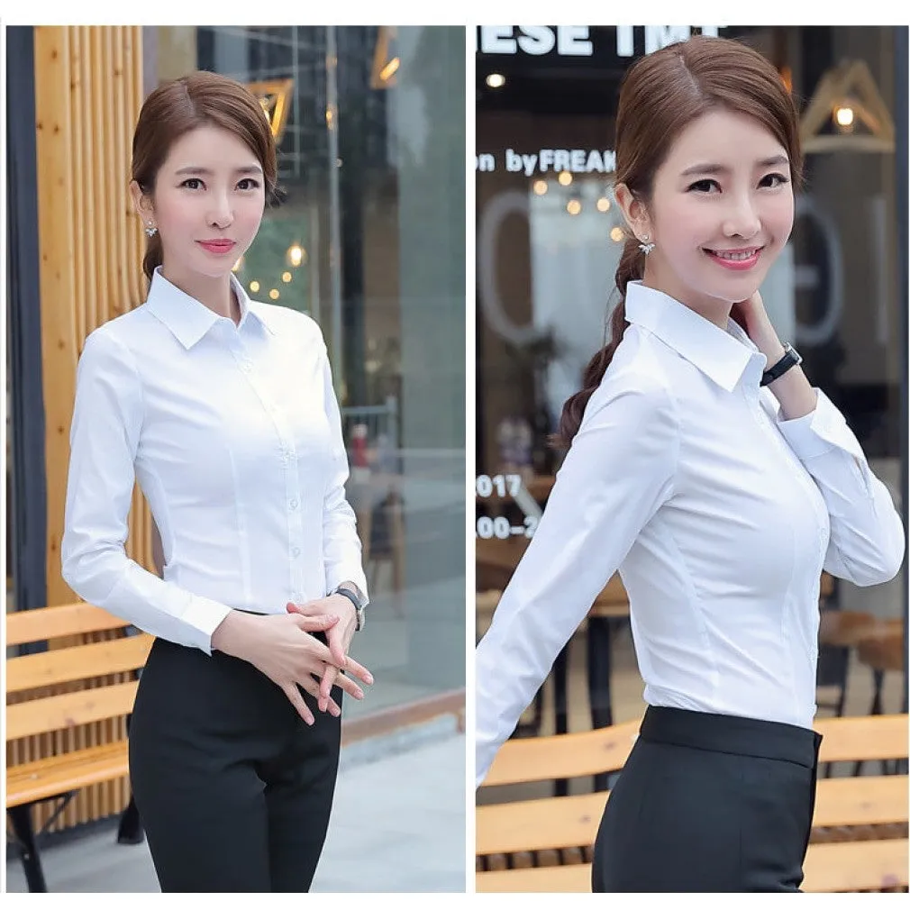 ContiNent 33 Women Cotton Shirts White Shirt Women Long Sleeve Shirts Tops Office Lady Basic Shirt Blouses Plus Size Woman Blouse 5XL