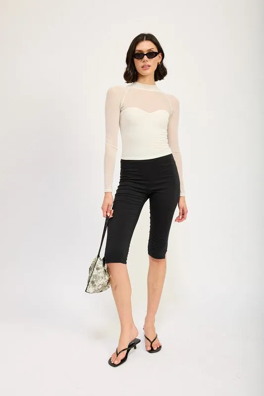 Contrast Sheer Ruched Top (2 colors)