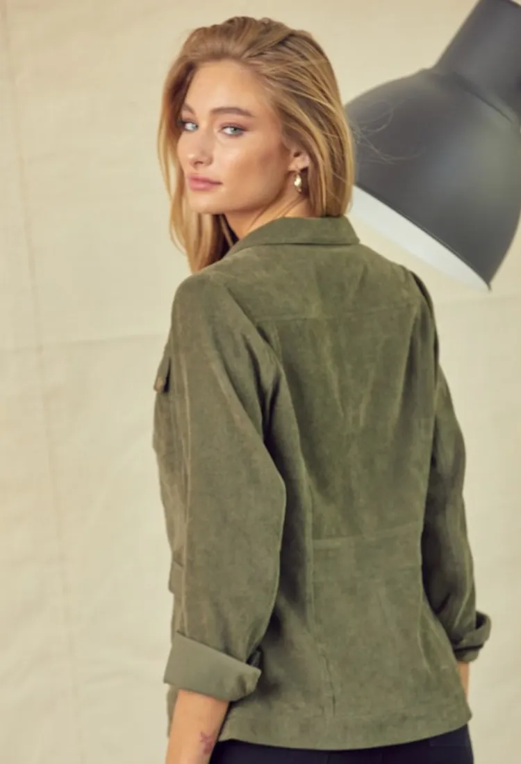 Corduroy Jacket in Olive