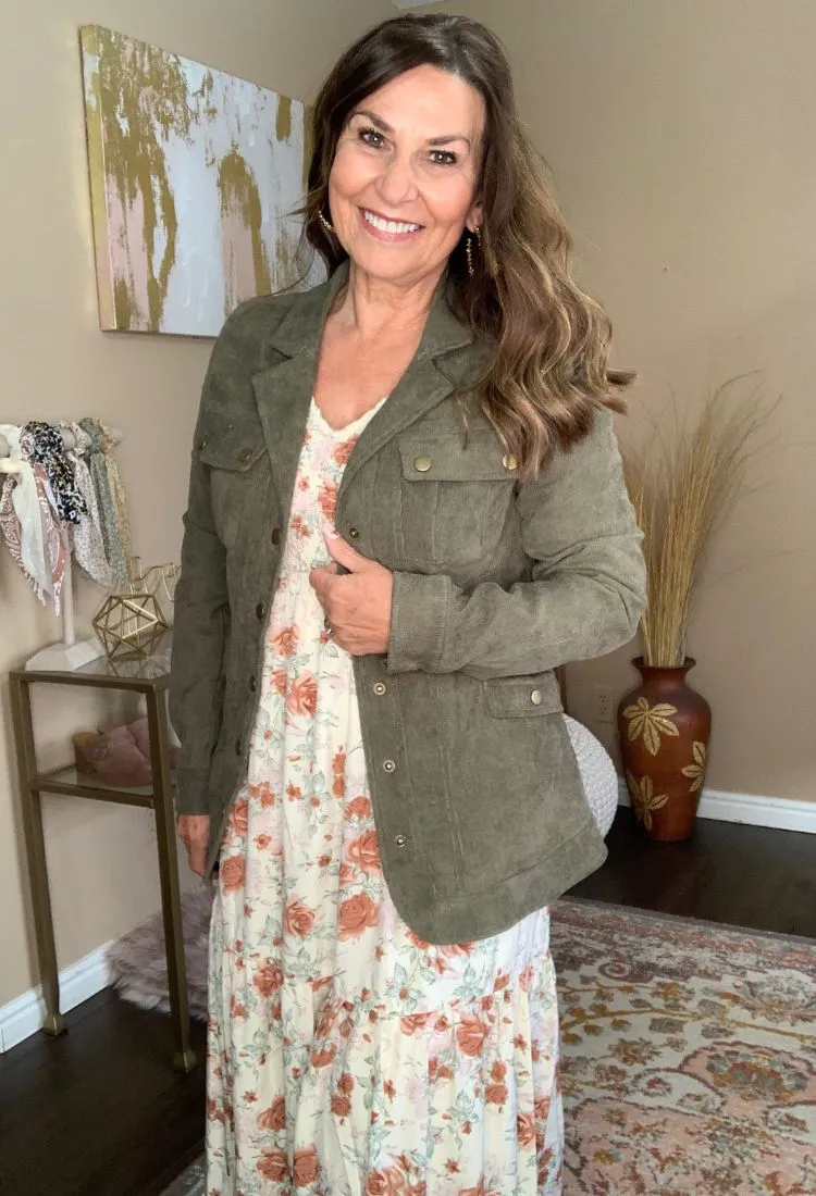 Corduroy Jacket in Olive