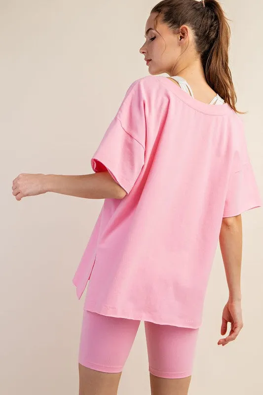 COTTON LYCRA OVERSIZED V NECK REVERSIBLE (part of a set)