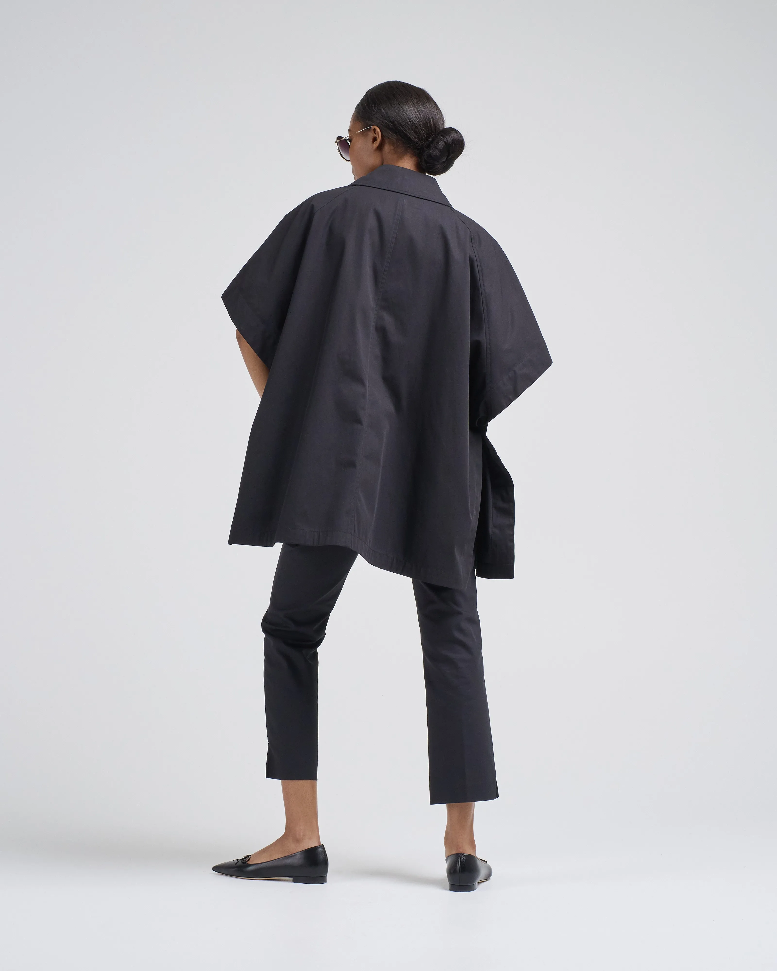 cotton short sleeve cape trench
