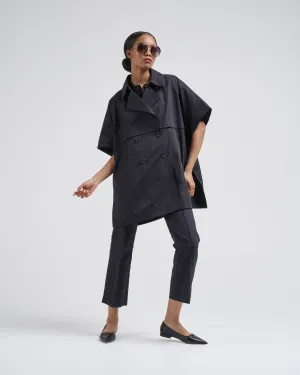 cotton short sleeve cape trench