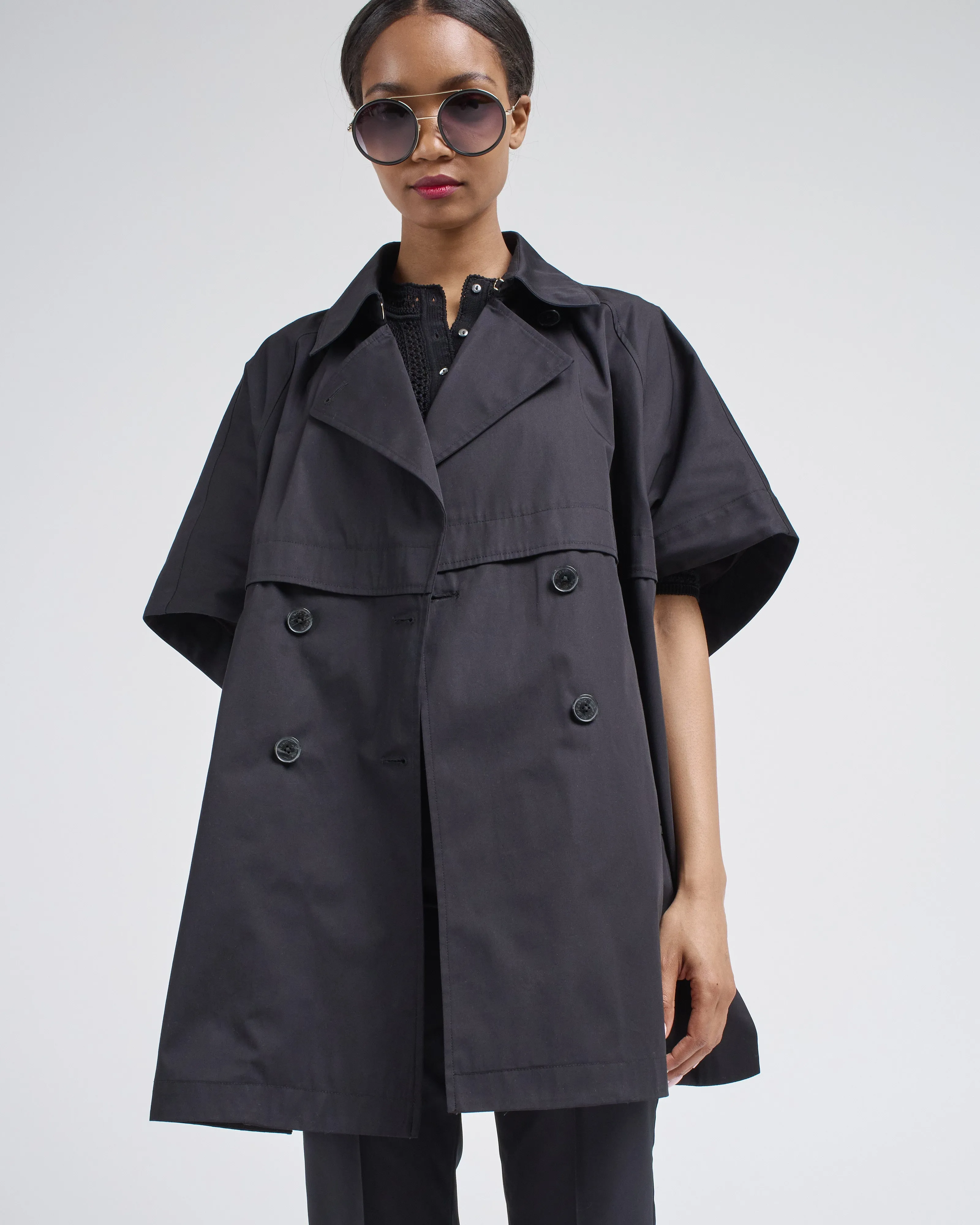 cotton short sleeve cape trench