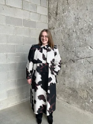 cow print trench coat