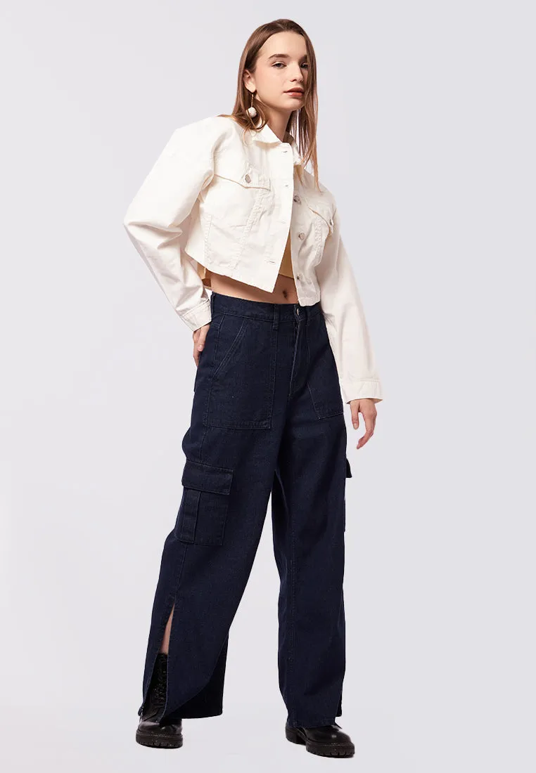 Crop Oversized Utility Denim Jacket