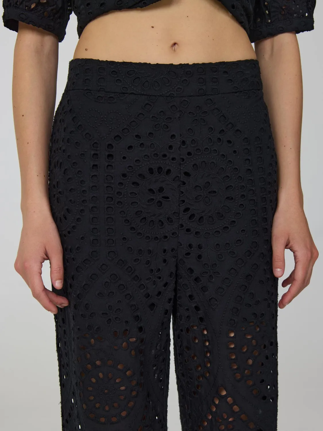 Cropped Eyelet Pants