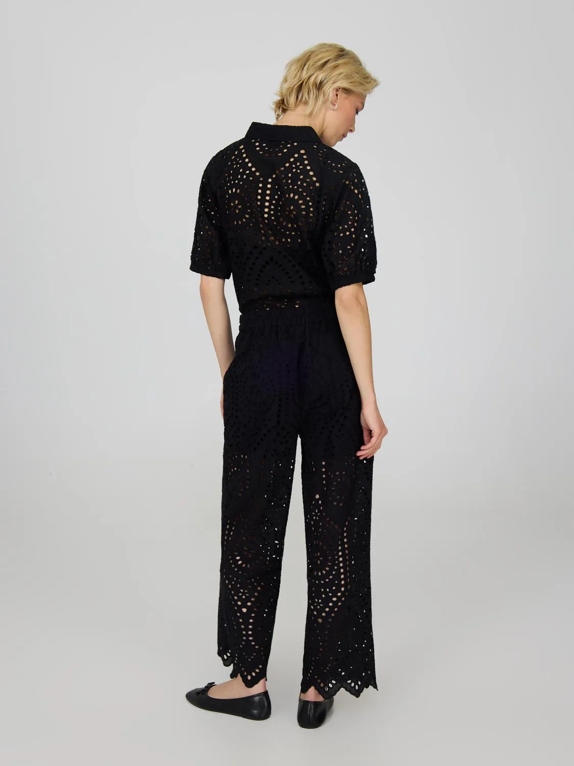 Cropped Eyelet Pants