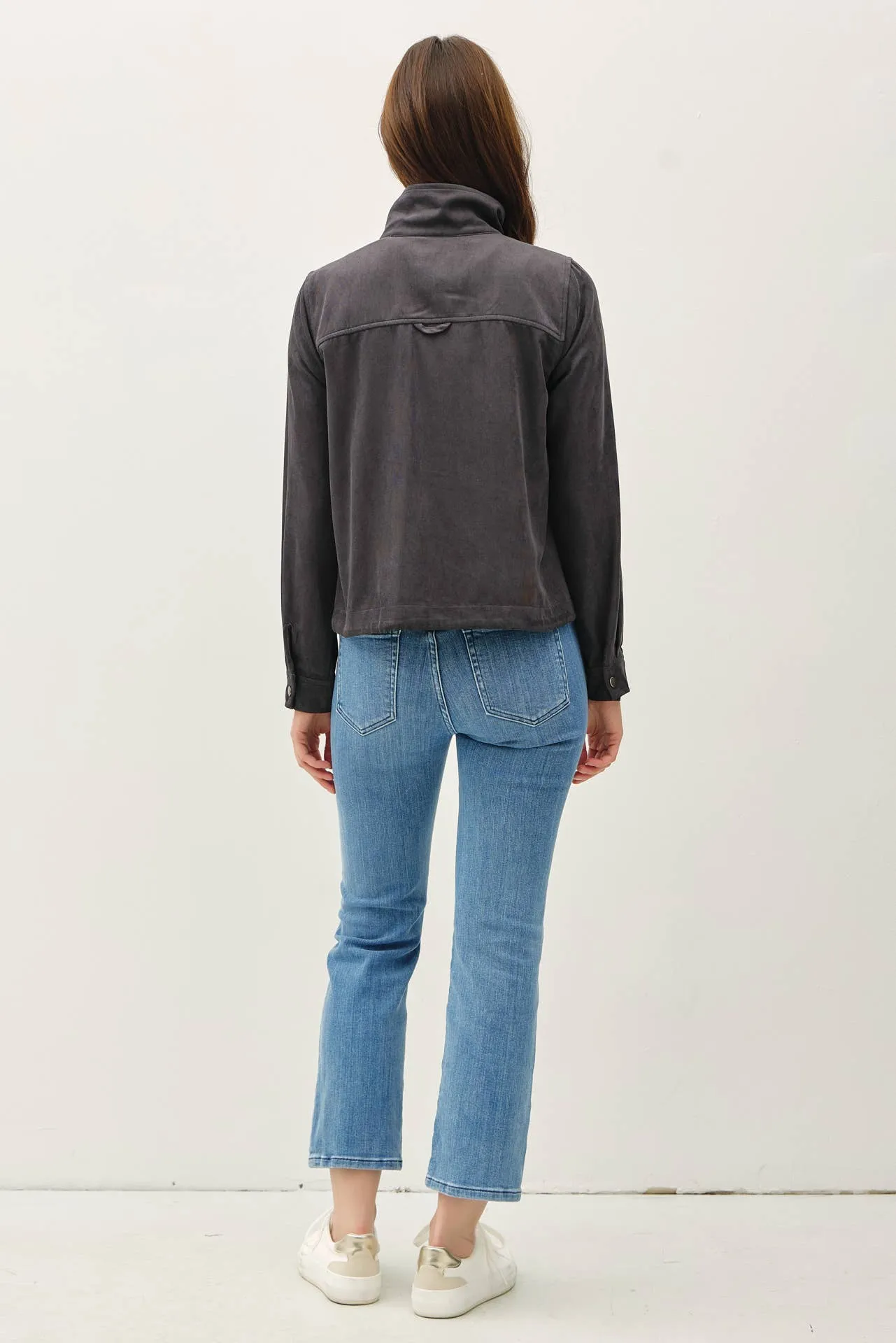 CROPPED UTILITY ZIPPER SAFARI JACKET