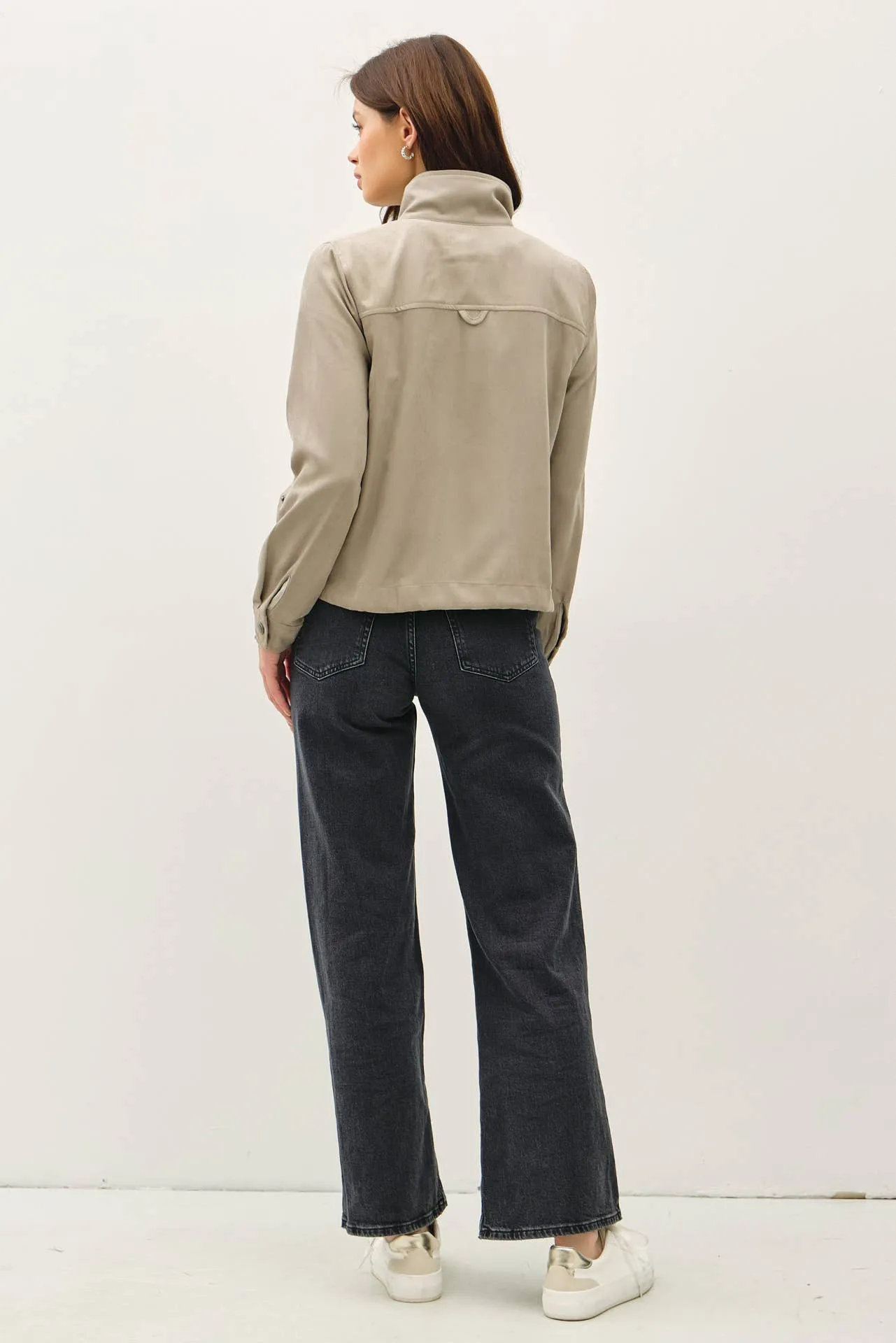 CROPPED UTILITY ZIPPER SAFARI JACKET