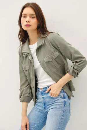 CROPPED UTILITY ZIPPER SAFARI JACKET