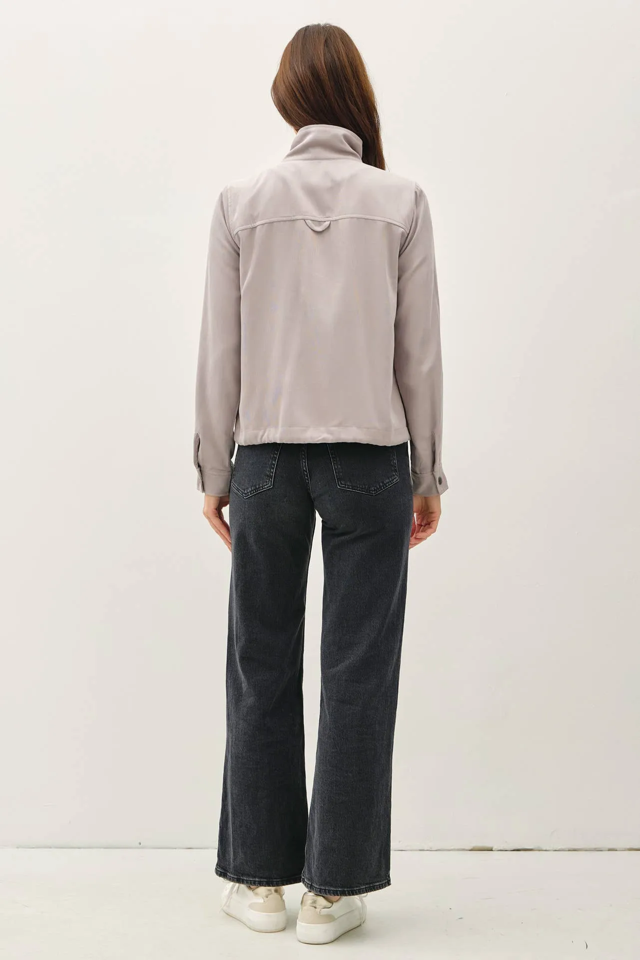 CROPPED UTILITY ZIPPER SAFARI JACKET