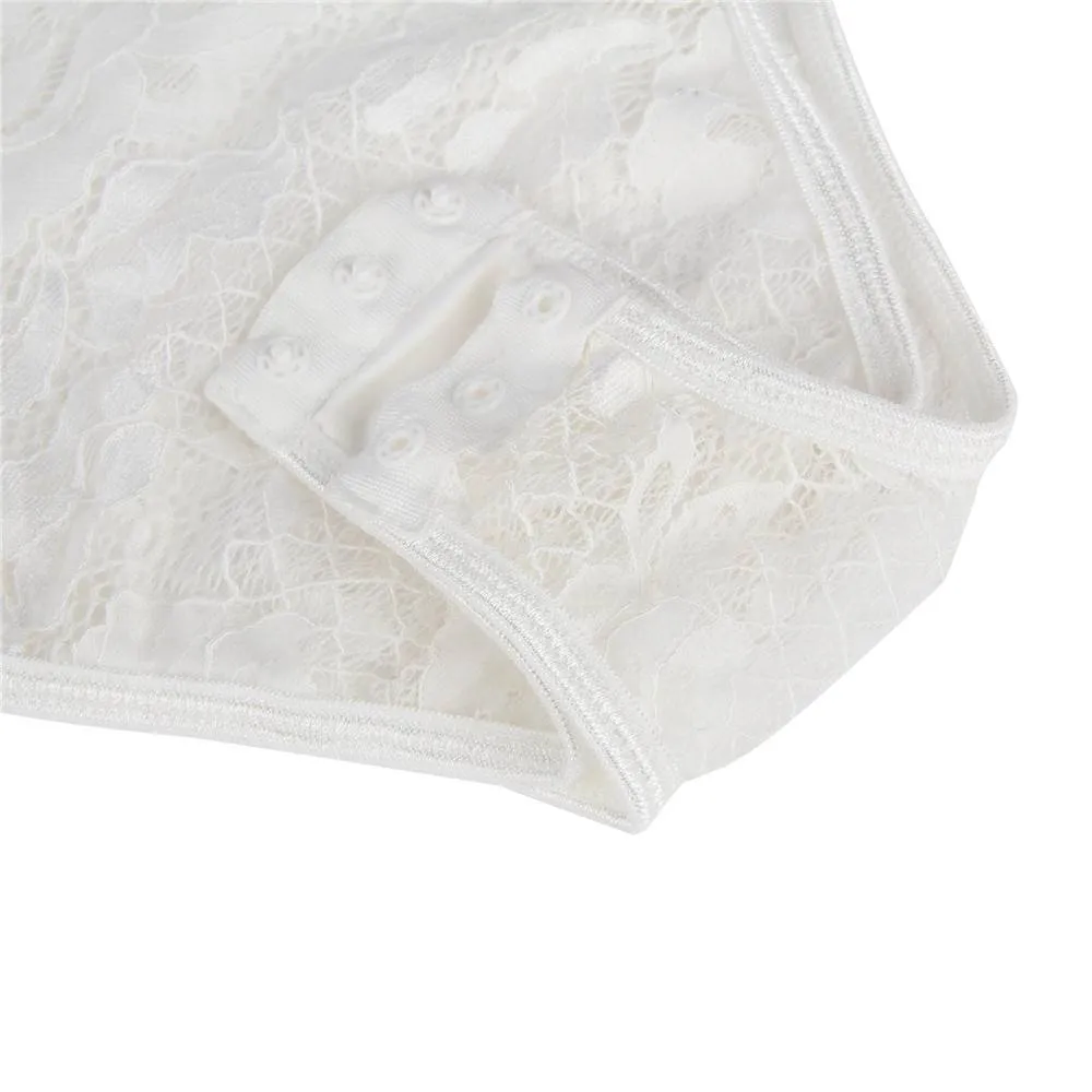 Crotch Open Black & White & Tan Lace High Quality Eyelash Lace Splice Sexy Bodysuit With Farawlaya