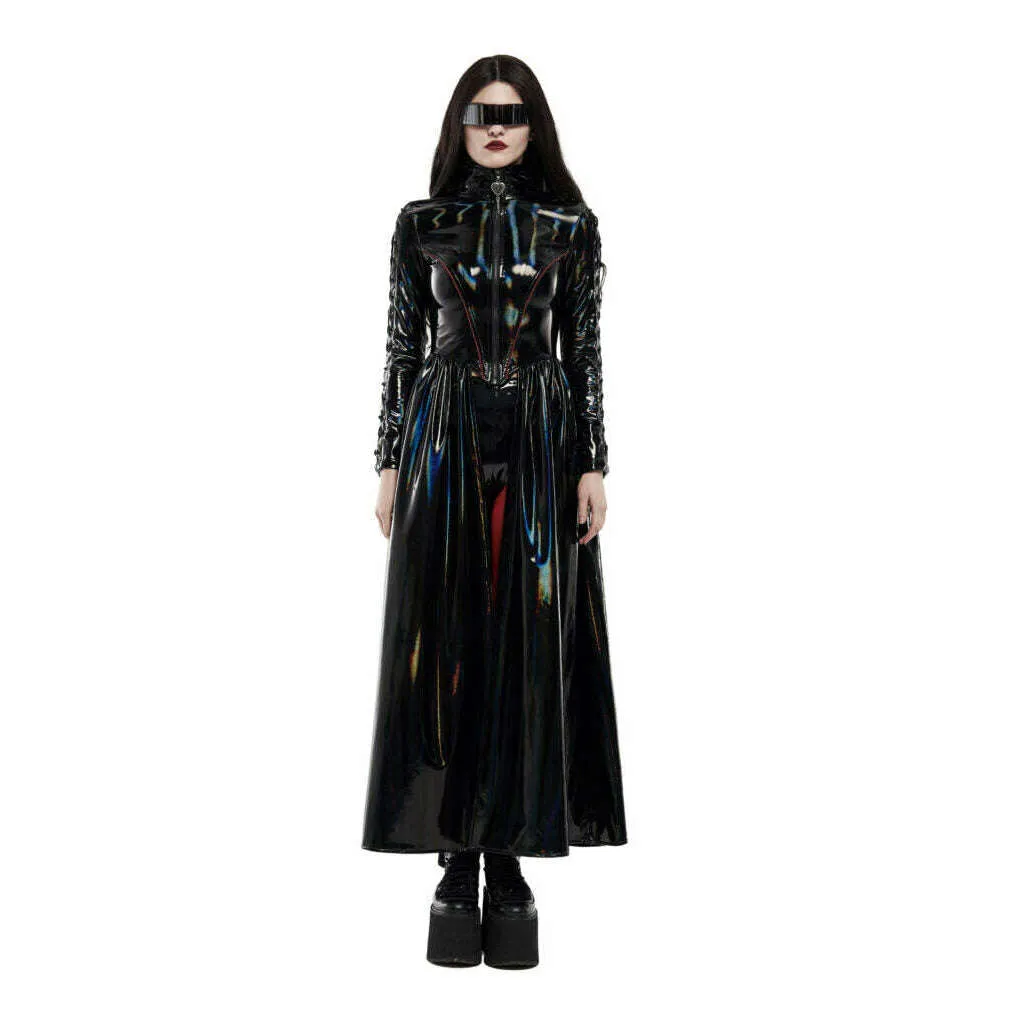 Cyberpunk Holographic Black Trench Coat