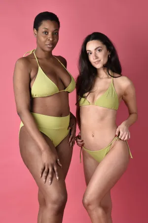 Dannie Recycled Rib String Bikini Top in Leaf Green