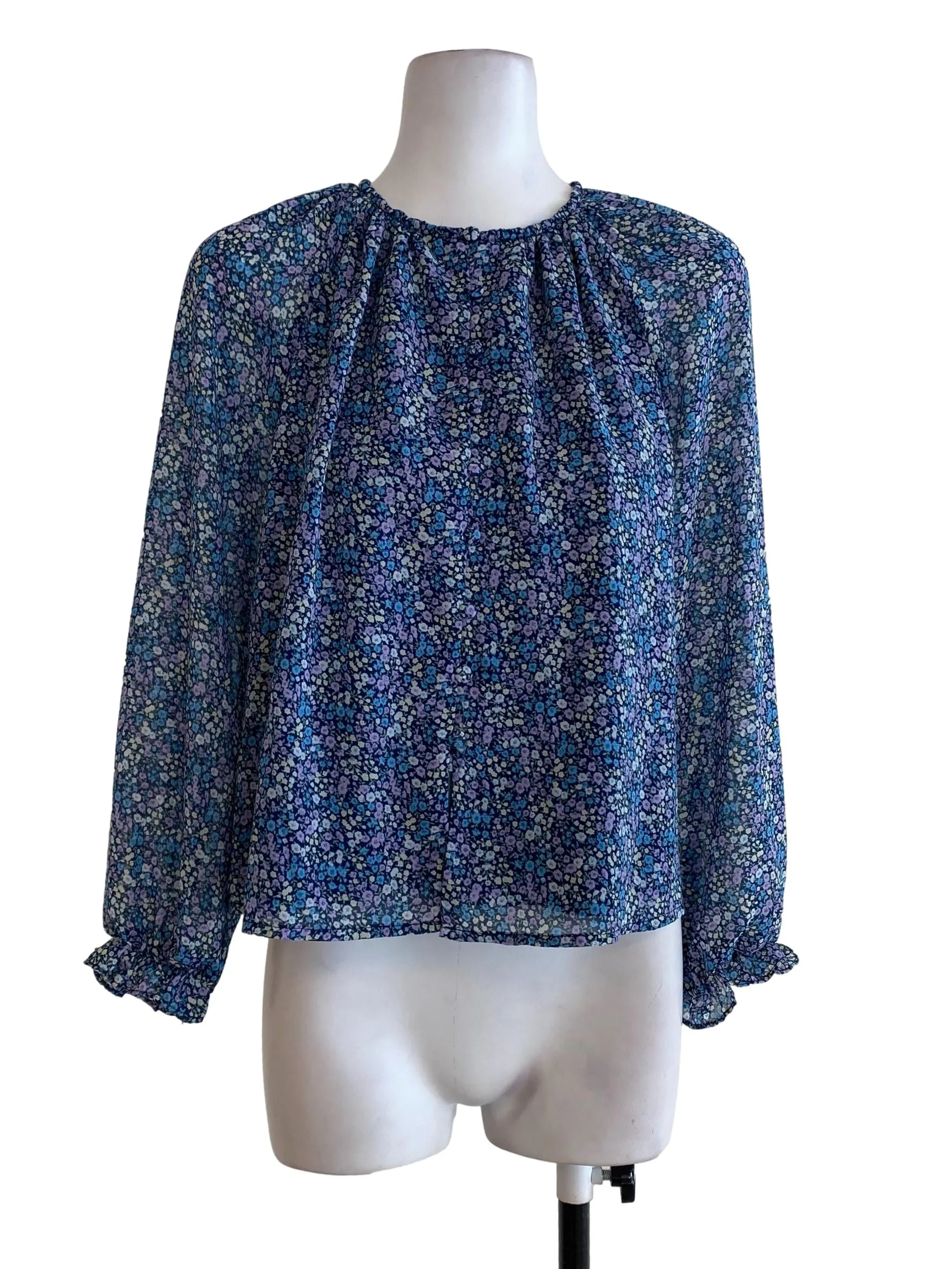 Dark Blue Floral Blouse