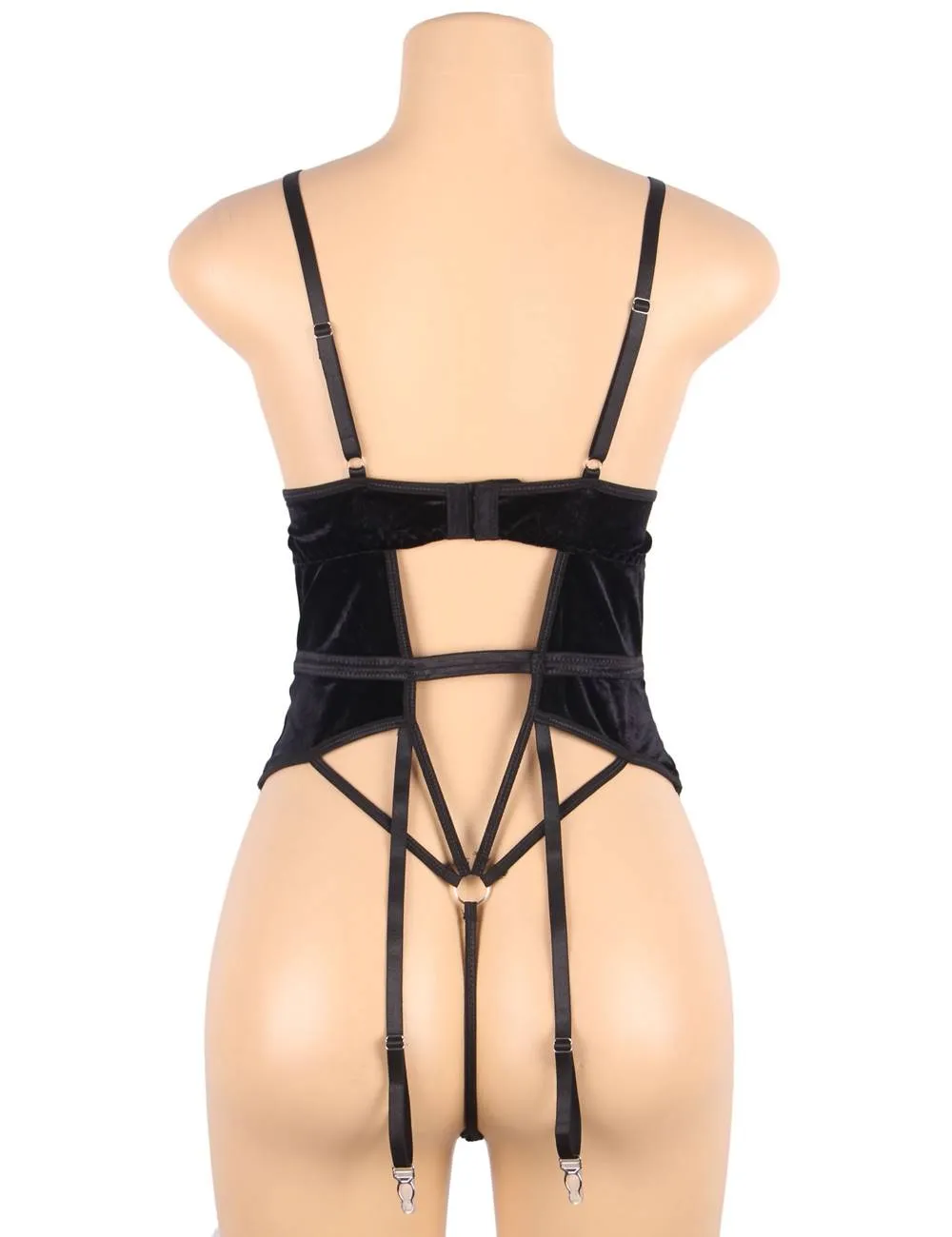 Deep V garter lace velvet stitching teddy Egypt