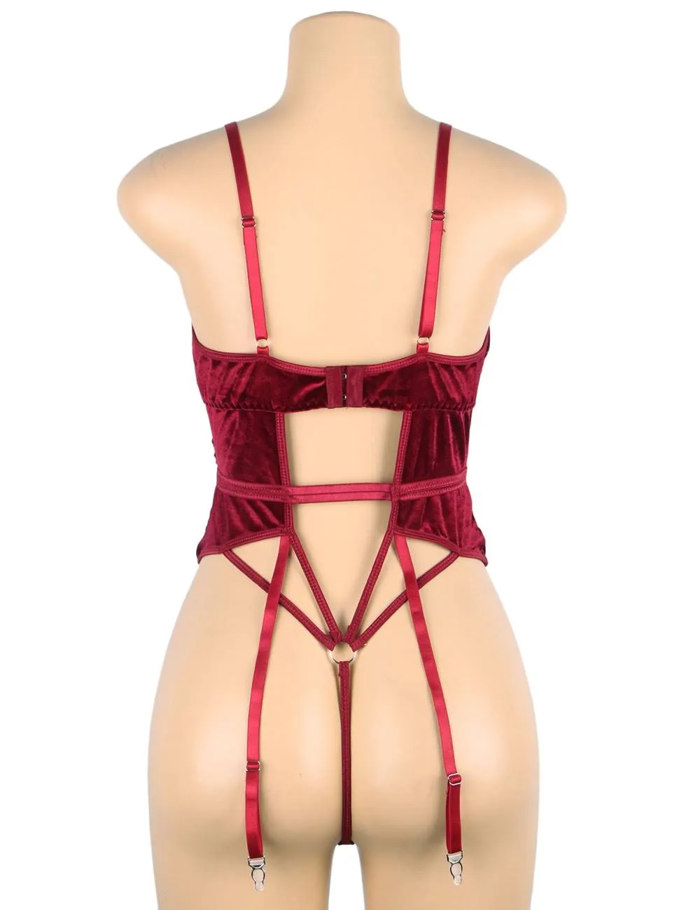 Deep V garter lace velvet stitching teddy Egypt