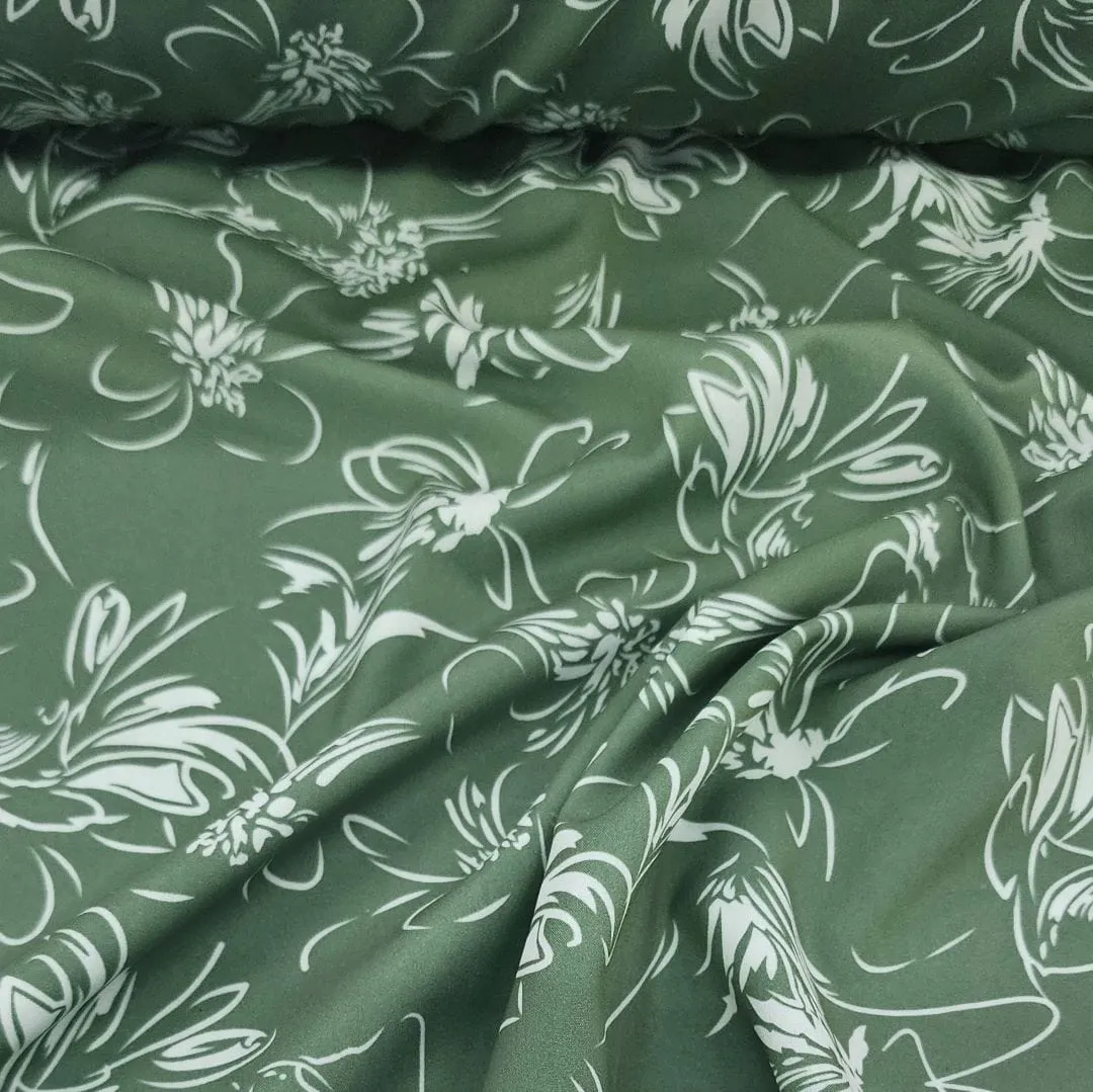 Digital Floral Fabiana Fabric Moss Green 150cm