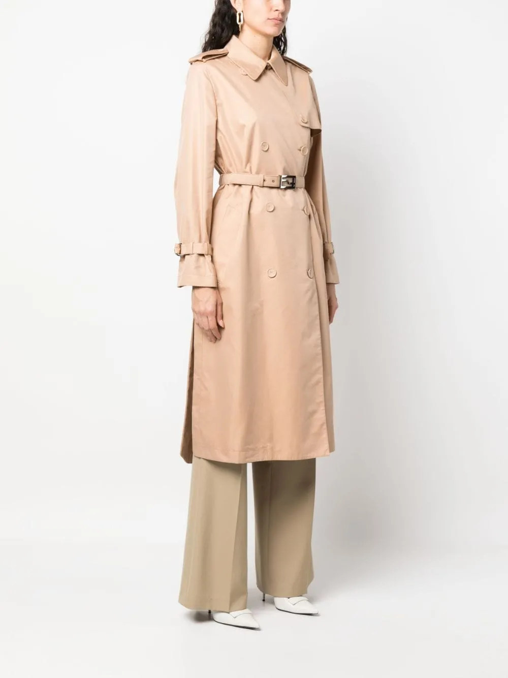 Double-Breasted Beige Trench Coat