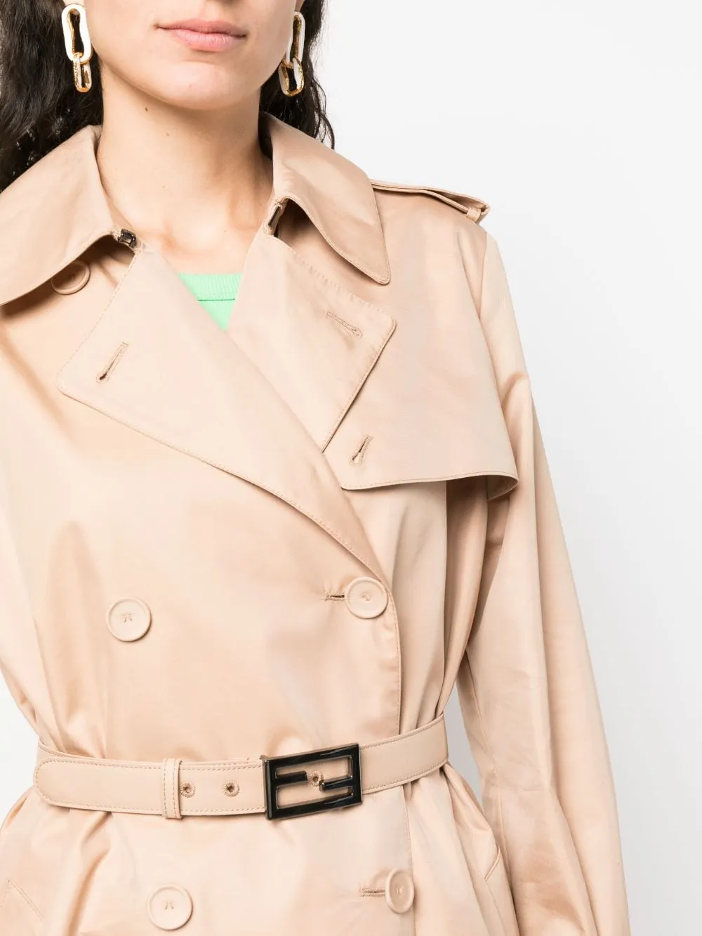 Double-Breasted Beige Trench Coat