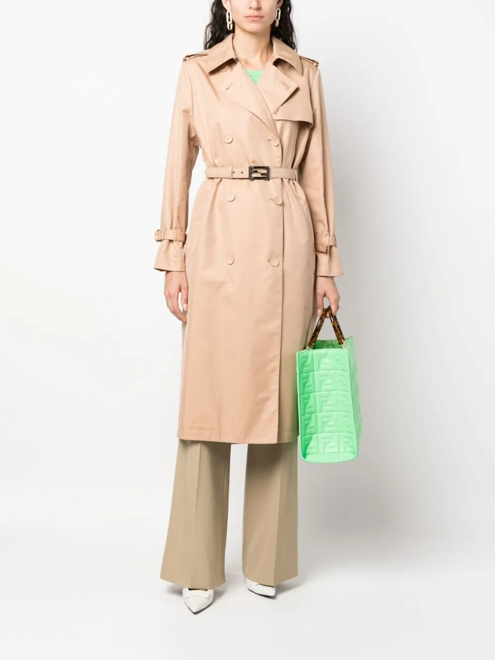 Double-Breasted Beige Trench Coat