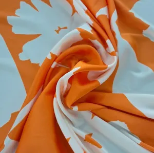 Dull Satin Spandex 50D Print Orange Bold Flower 150cm