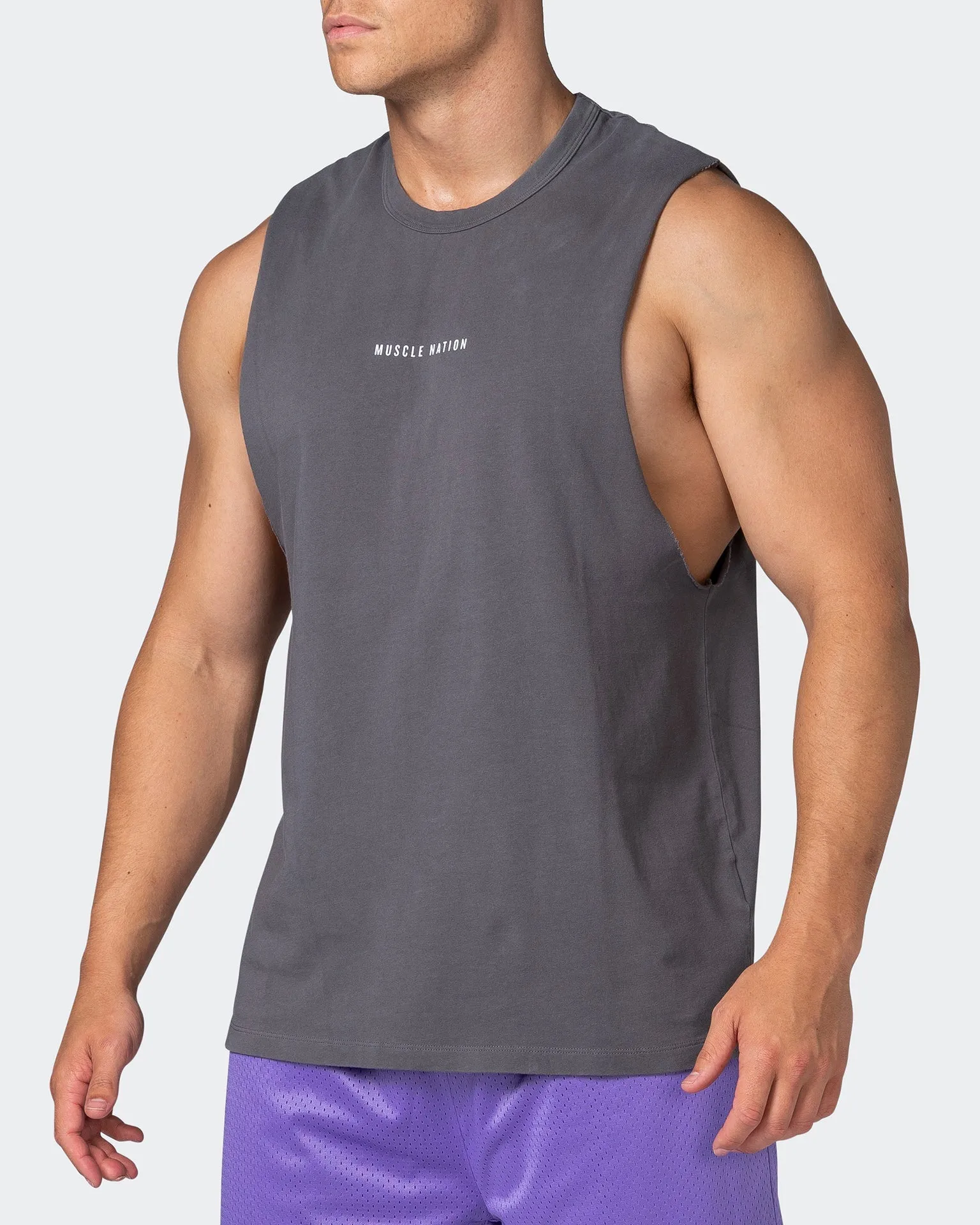 Ease Drop Arm Heavy Vintage Tank - Washed Alloy