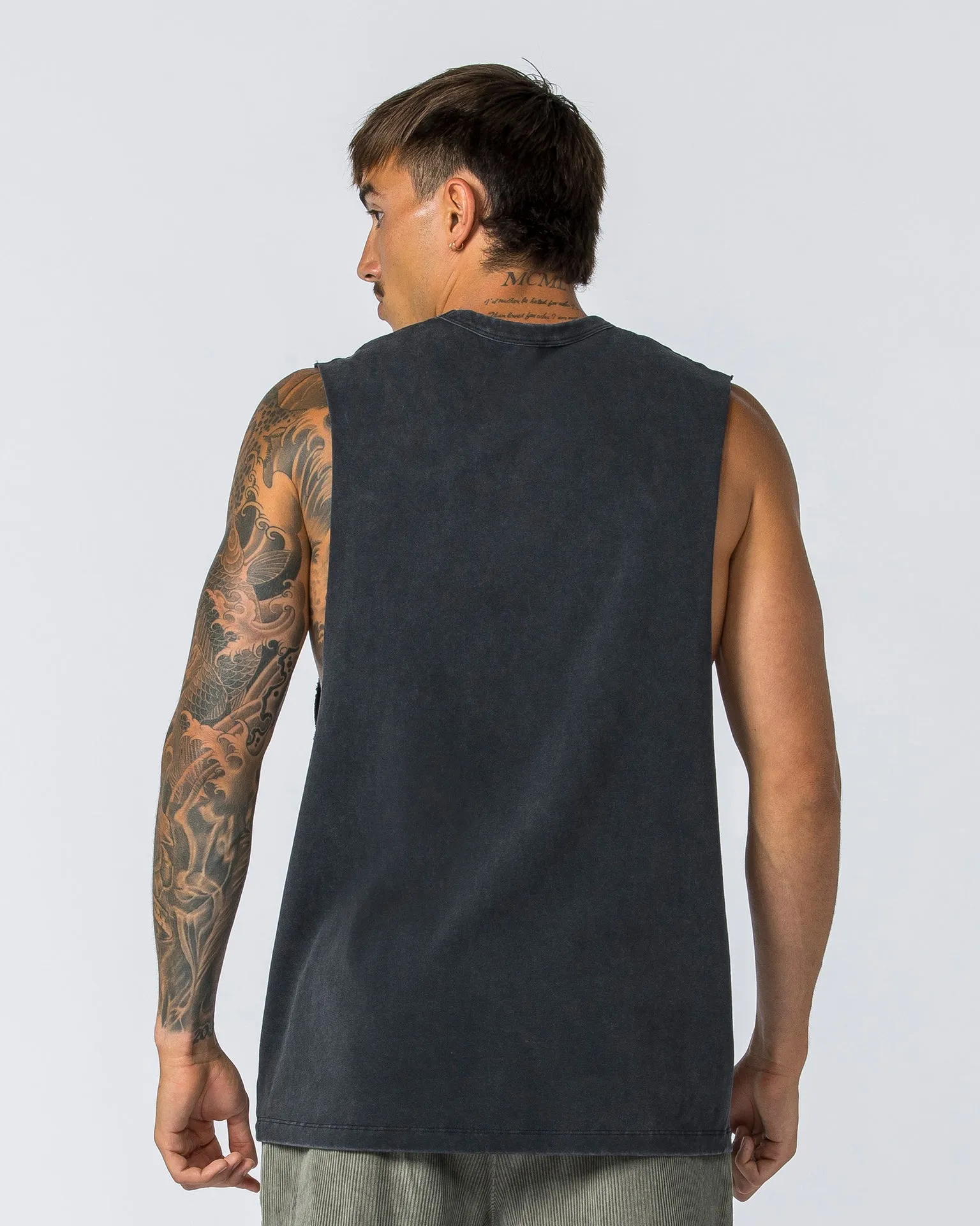 Ease Drop Arm Heavy Vintage Tank - Washed Black