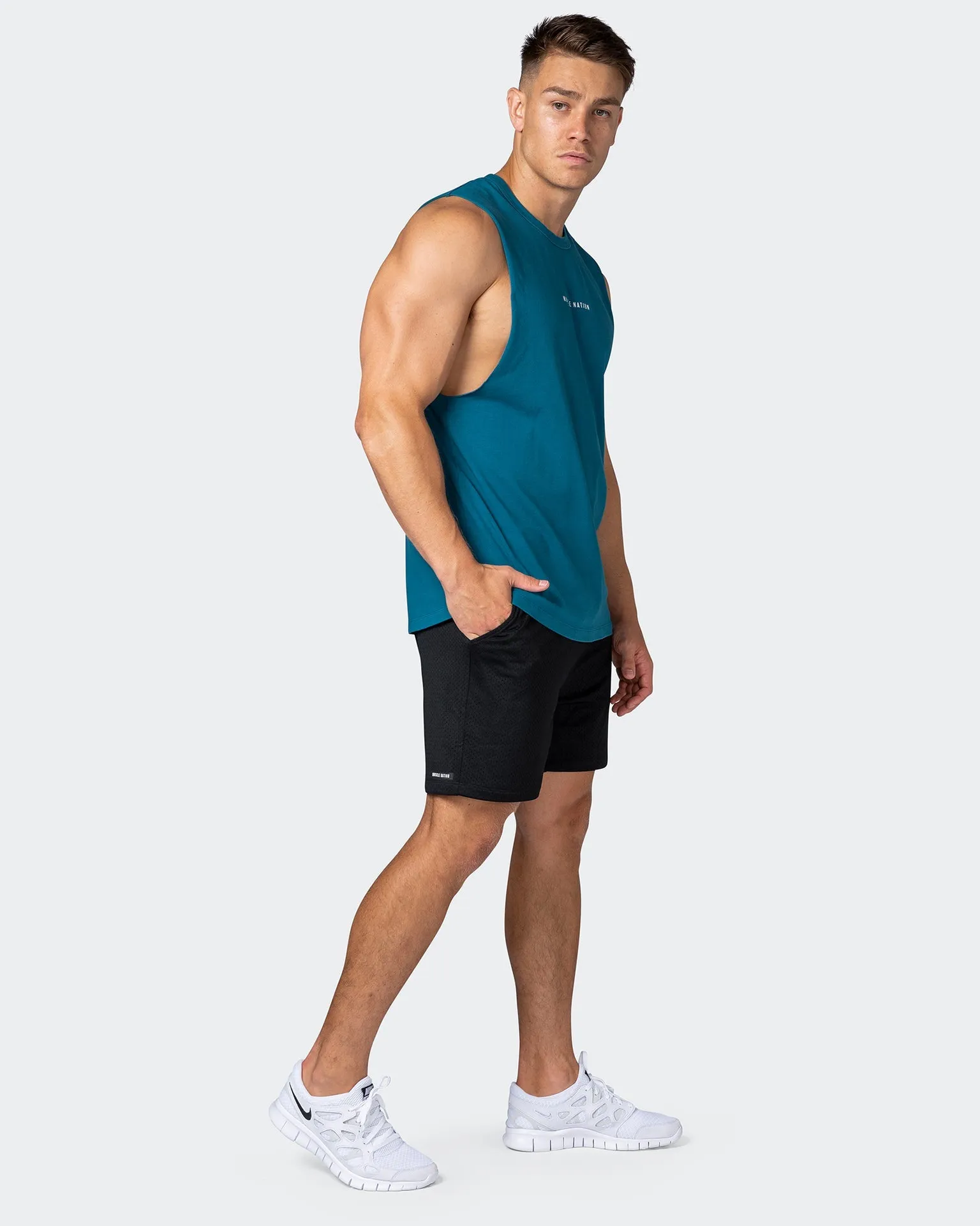 Ease Drop Arm Heavy Vintage Tank - Washed Marine