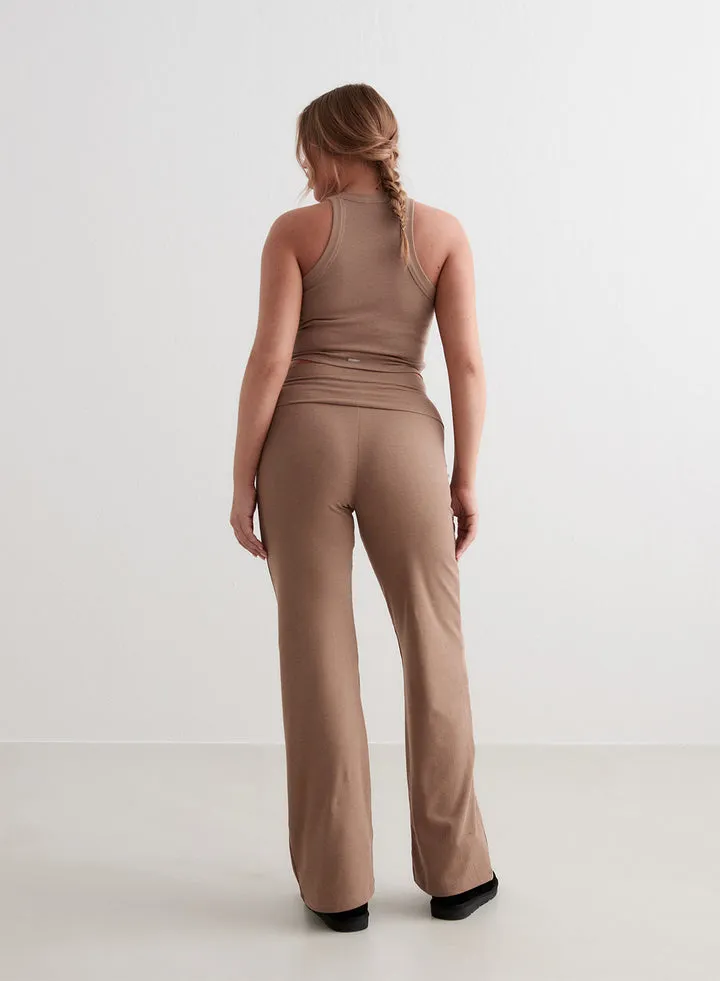 Ease Ribbed Tank | Toffee Melange