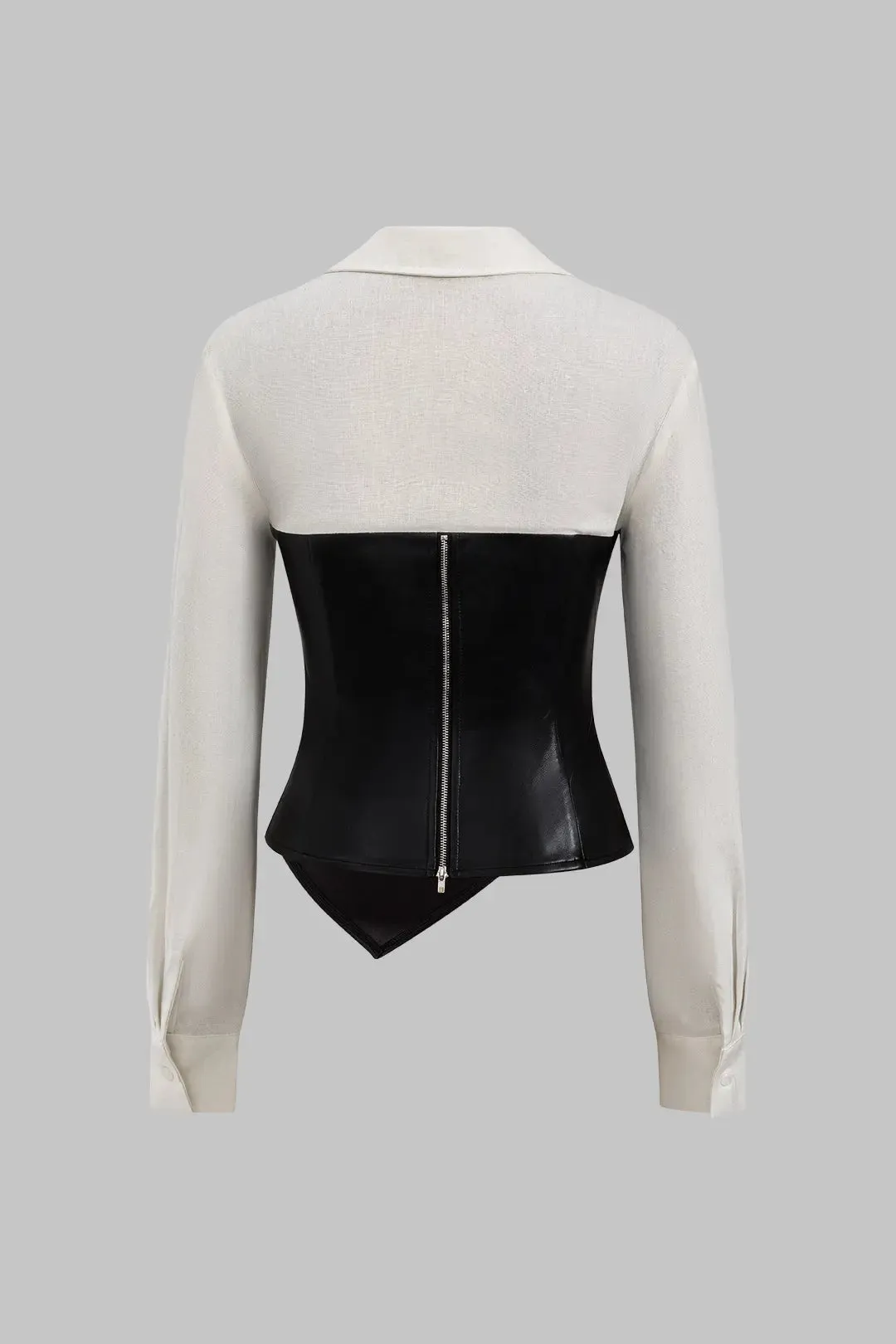 Echo - Stylish Zipper V Neck Patchwork Woman's Long Sleeve Shirt