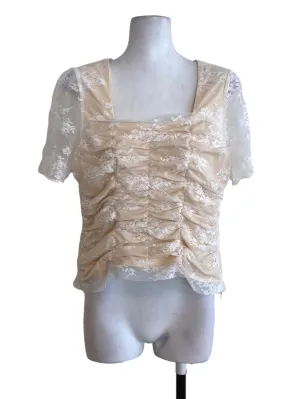 Egg Nog Floral Laced Top