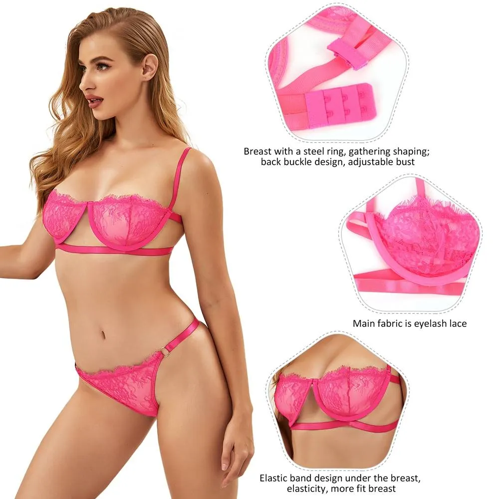 Egypt High Quality Beautiful Lingerie Lace Bra Set With Steel ring