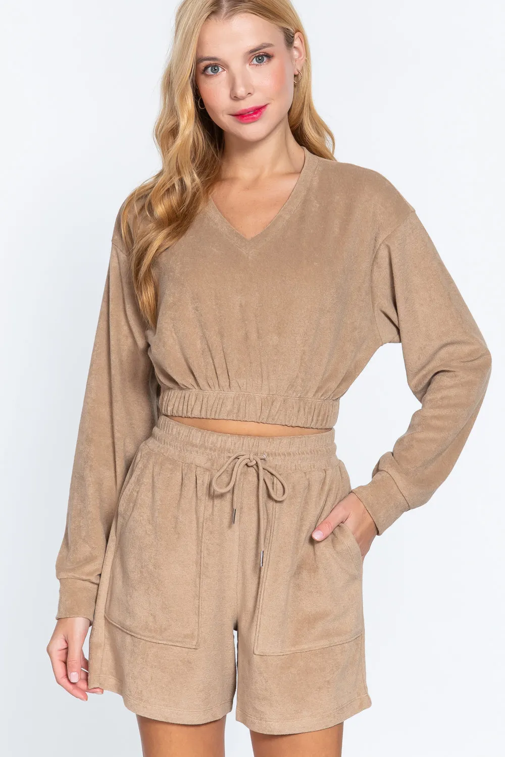 Elasticized Hem Terry Toweling Top