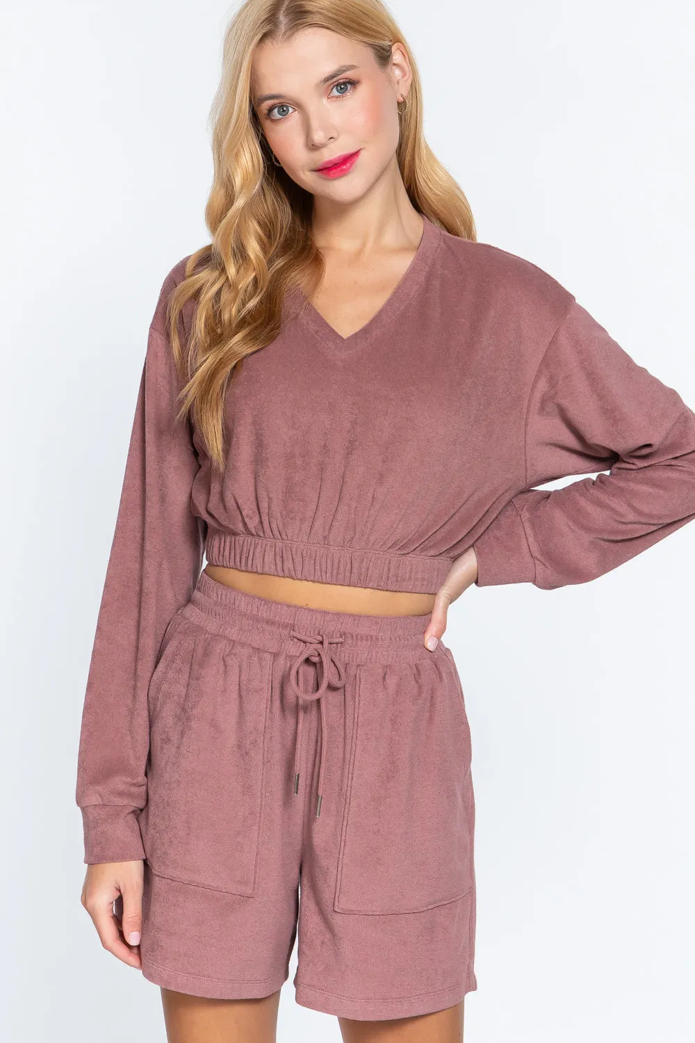 Elasticized Hem Terry Toweling Top
