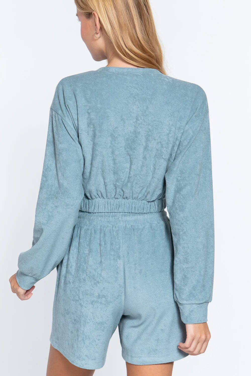 Elasticized Hem Terry Toweling Top